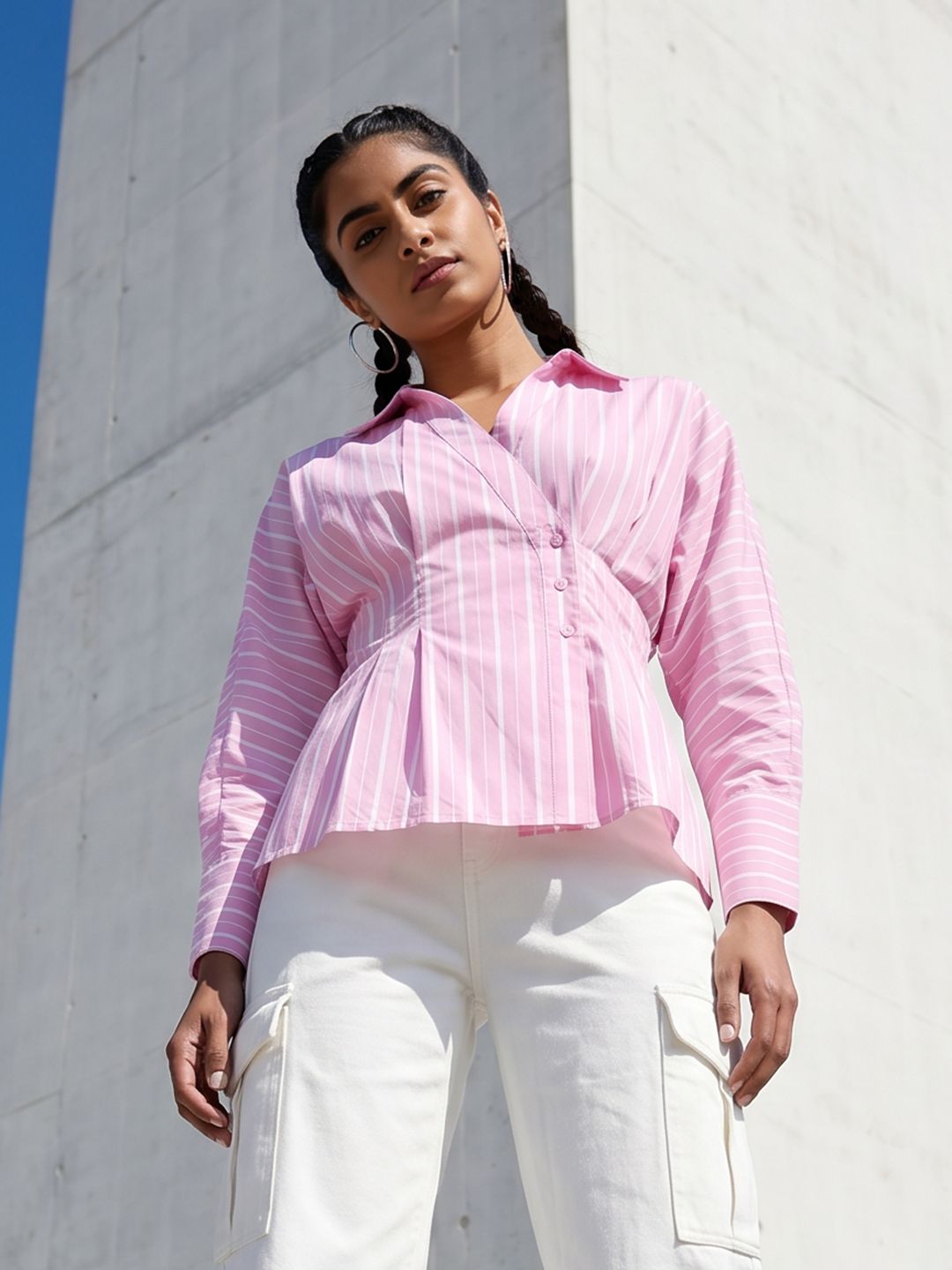 Roadster The Roadster Life Co. Striped Pure Cotton Pleated Casual Shirt