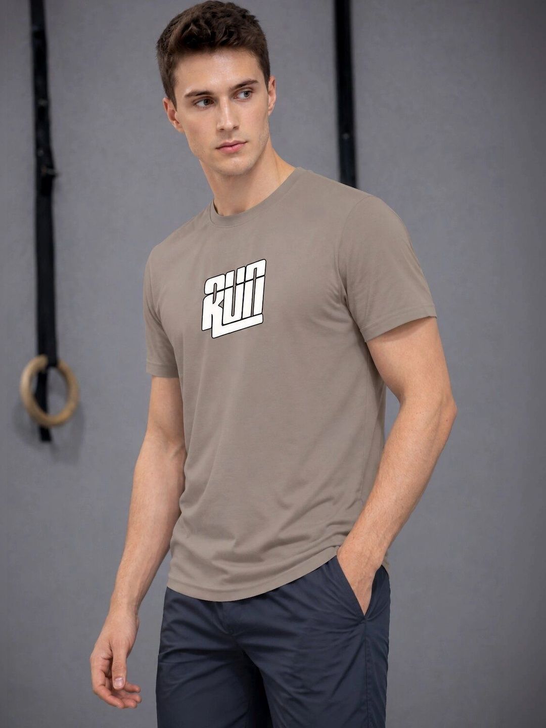 ENRIZZ X FITNESS EXCHANGE Men Typography Printed Dri-FIT T-shirt