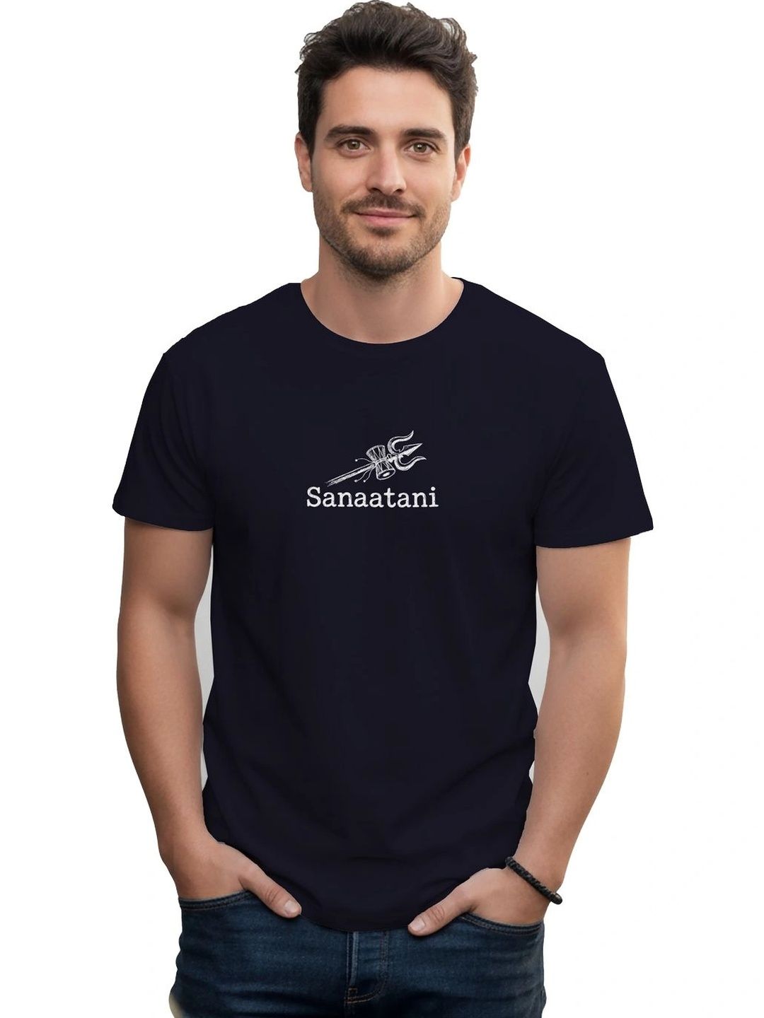Sanaatani Men Printed Pure Cotton T-shirt