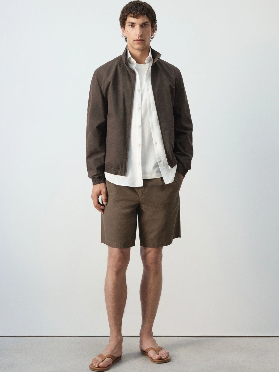 MANGO MAN Stand Collar Bomber Jacket
