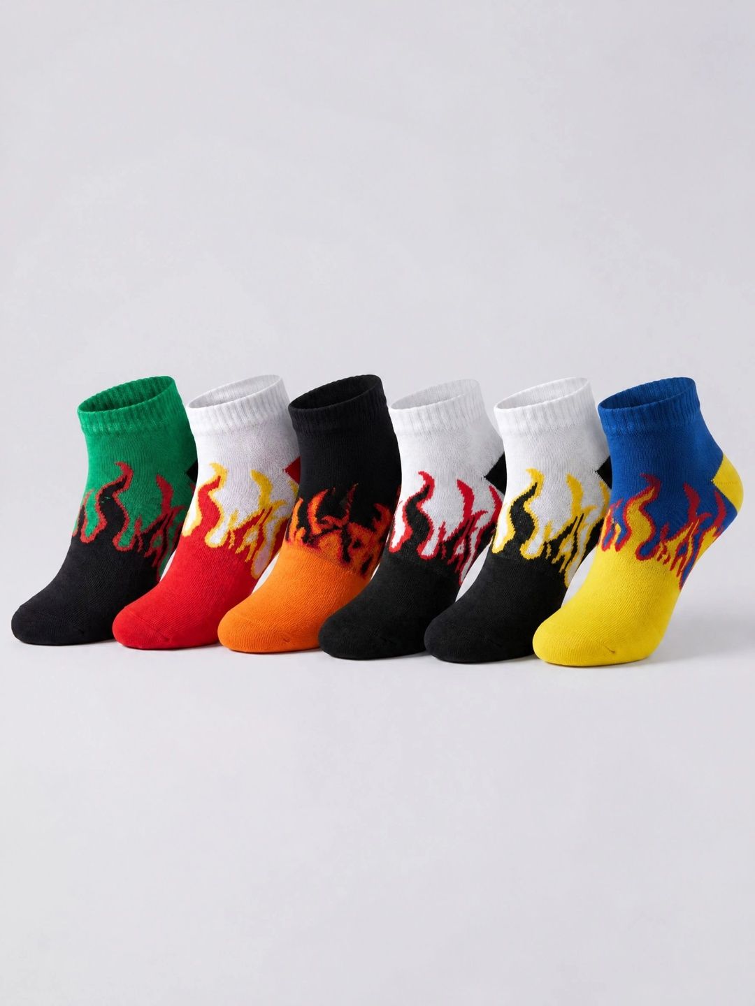 Moda Rapido Men Pack of 6 Cotton Blend Patterned Ankle Length Socks