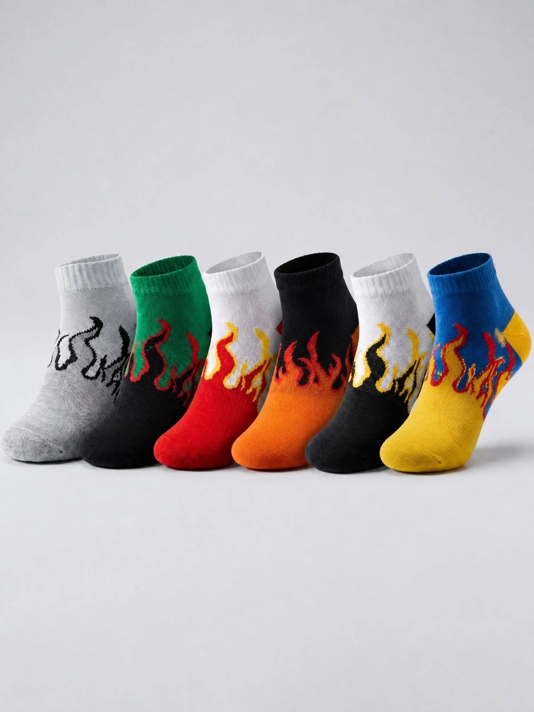 Moda Rapido Men Pack of 6 Cotton Blend Patterned Ankle Length Socks