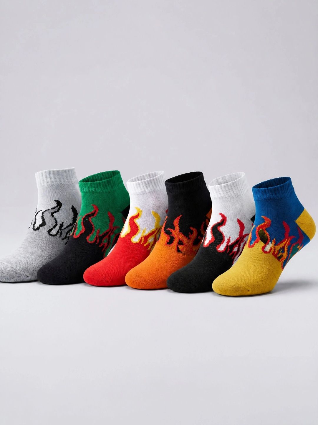 Moda Rapido Men Pack of 6 Cotton Blend Patterned Ankle Length Socks