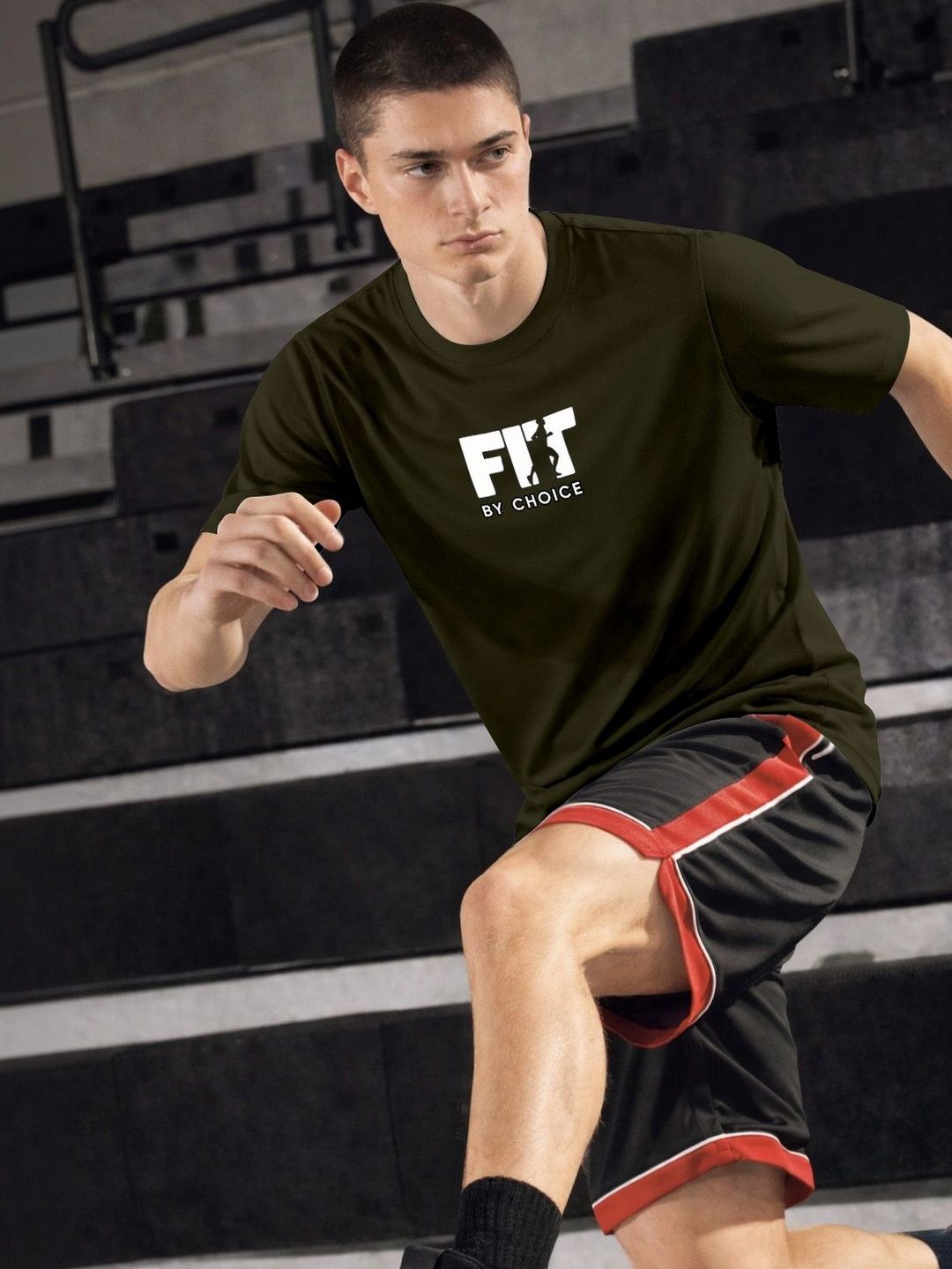 ENRIZZ X FITNESS EXCHANGE Men Typography Printed Dri-FIT T-shirt