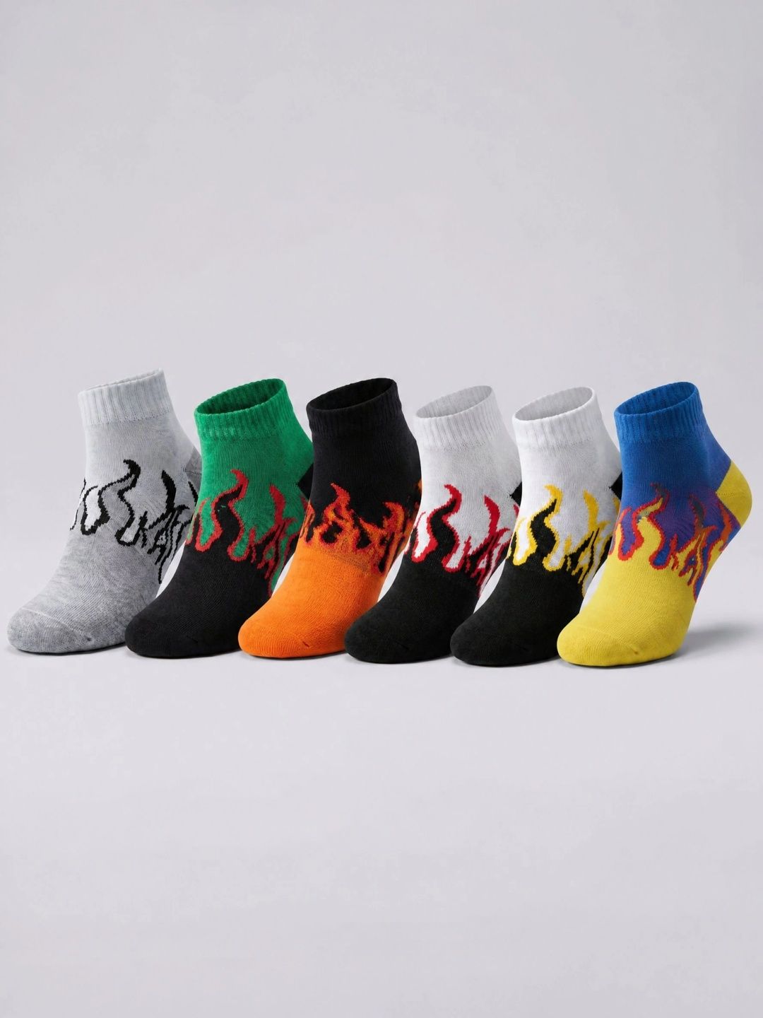 Moda Rapido Men Pack of 6 Cotton Blend Patterned Ankle Length Socks