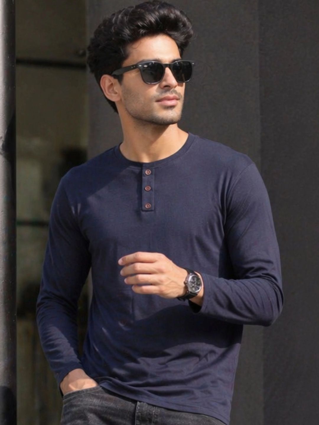London Hills Men 2 Henley Neck T-shirt