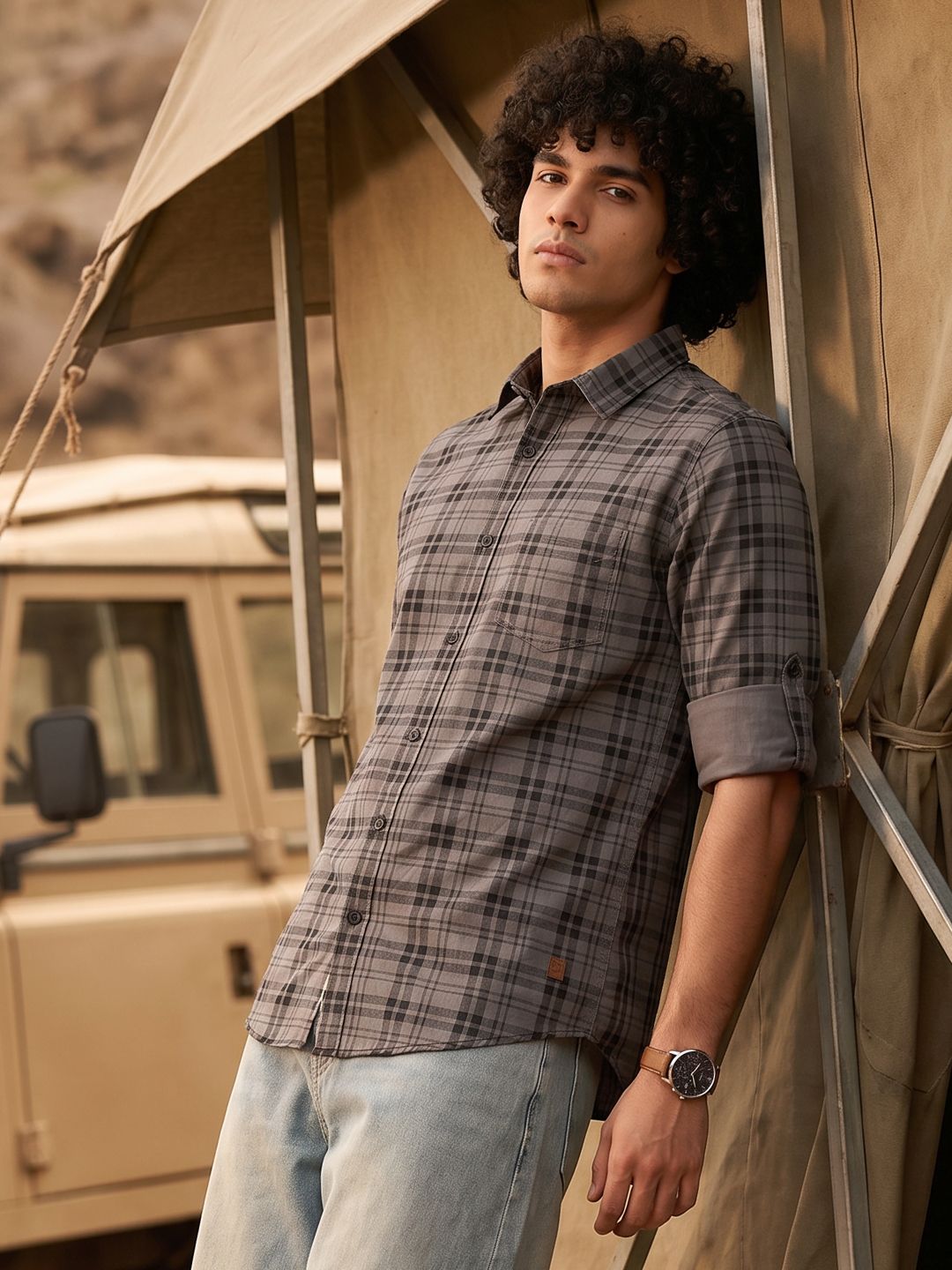 The Roadster Life Co. Tartan Checked Pure Cotton Casual Shirt