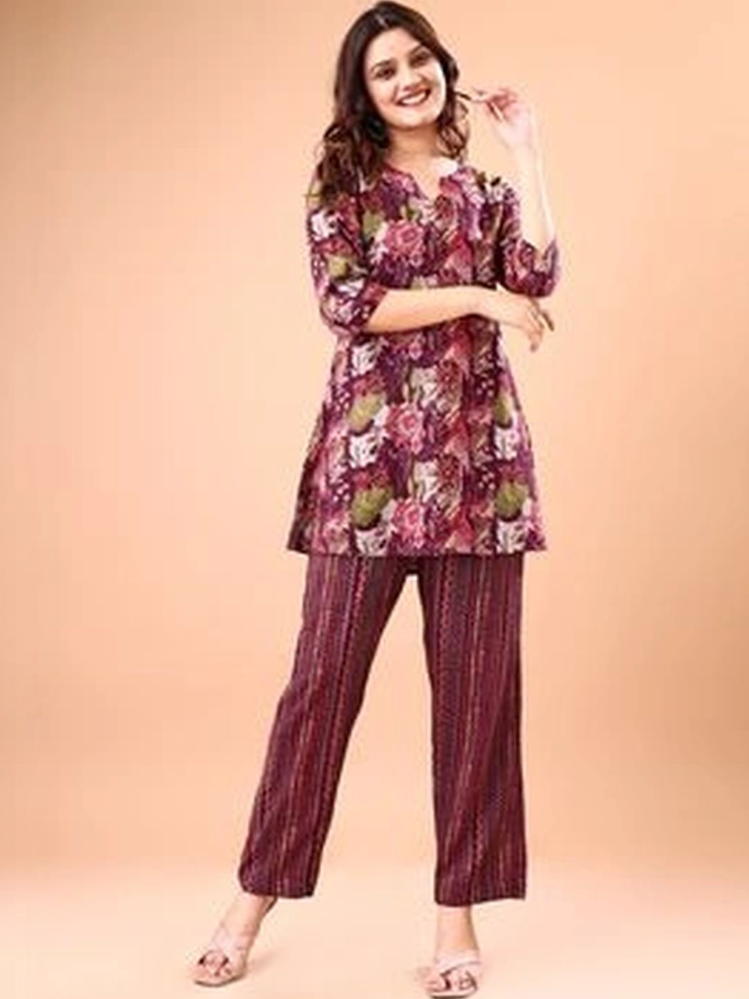 Veda fab Floral Printed Tunic with Trousers