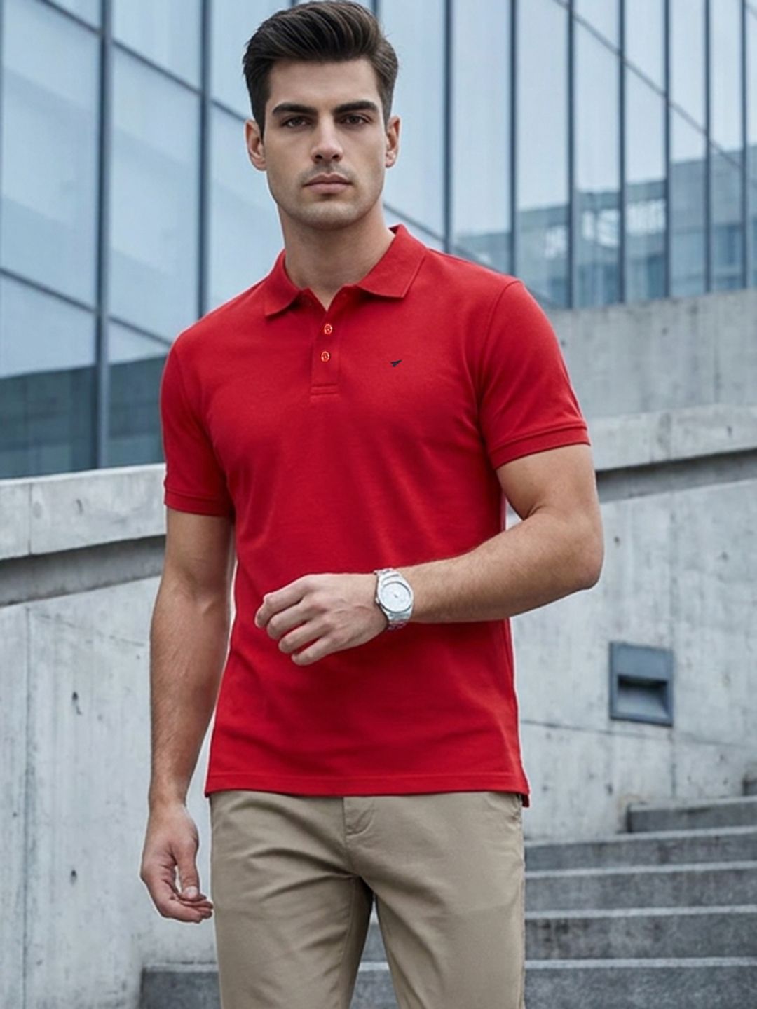 INVICTUS Polo Collar Pure Cotton T-shirt