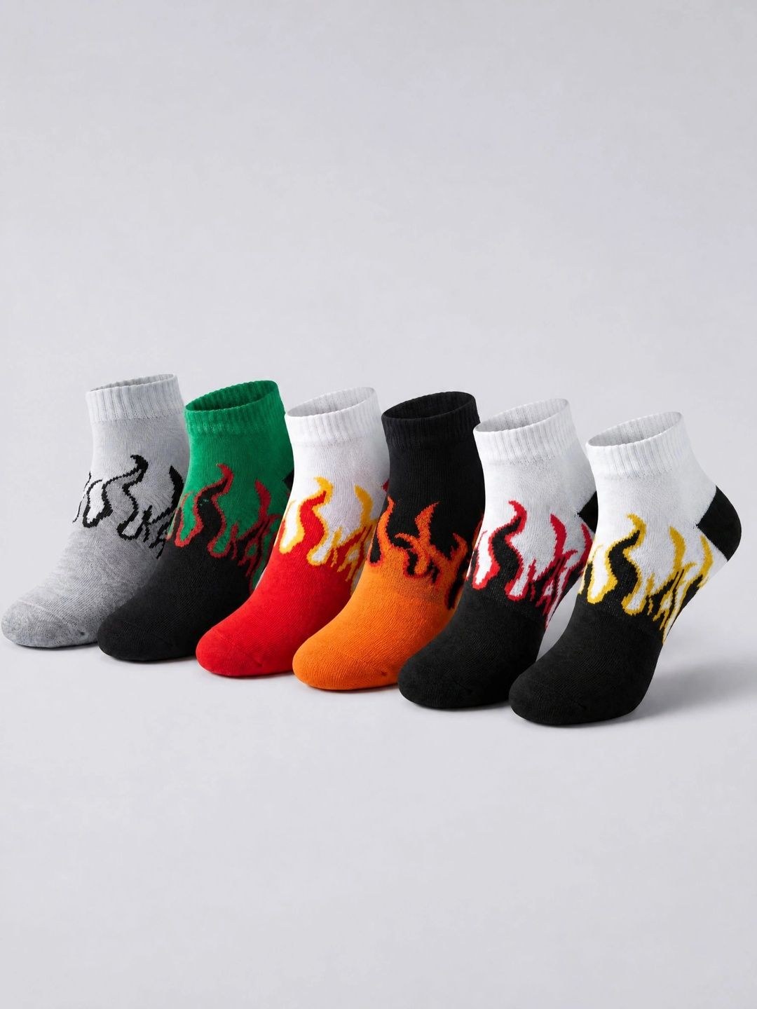 Moda Rapido Men Pack of 6 Cotton Blend Patterned Ankle Length Socks