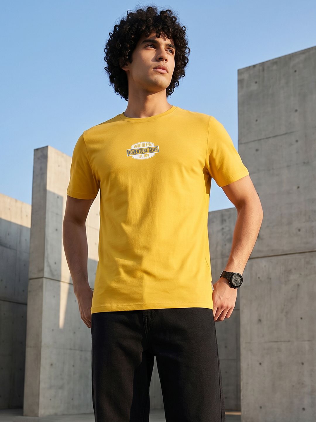 The Roadster Life Co. Typography Printed Pure Cotton T-shirt