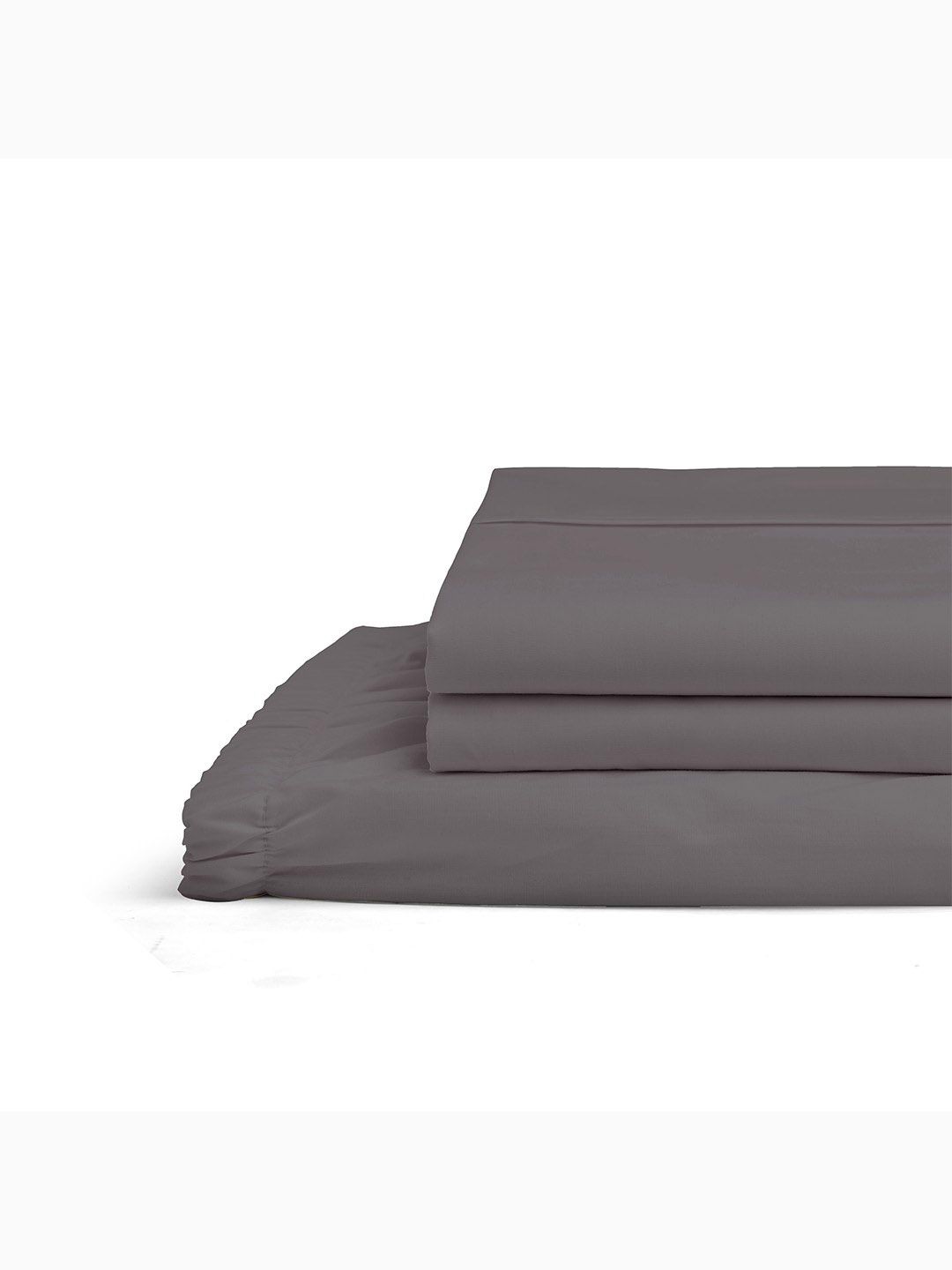 Linen Home Charcoal 200 TC Single Size Fitted Sheet Set with 1 Pillow Cover