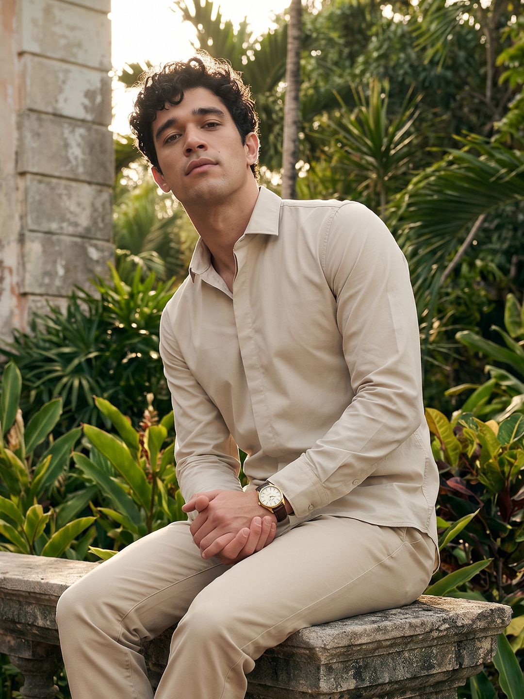 Mast & Harbour Spread Collar Standard Cotton Spandex Casual Shirt