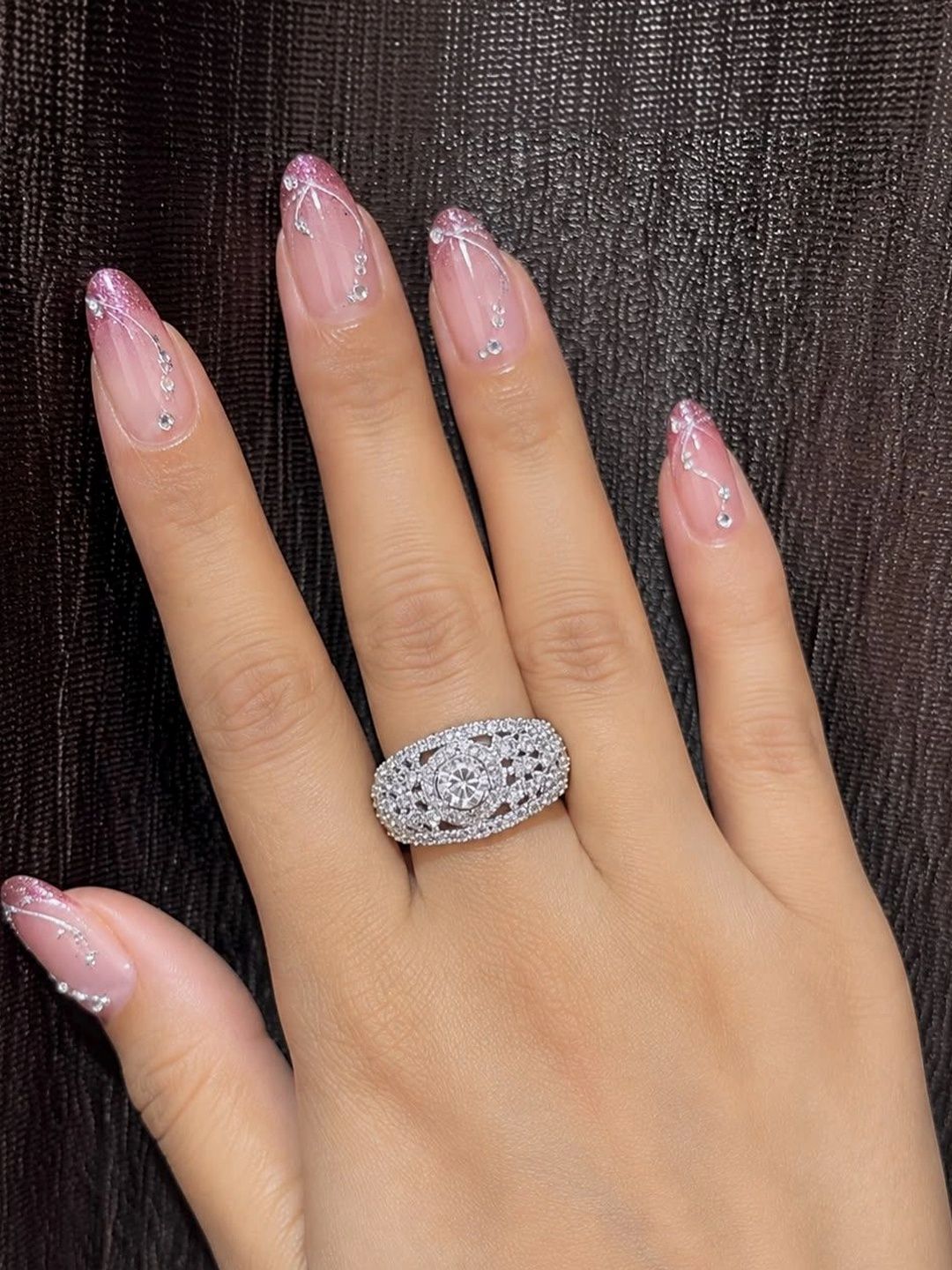 Gifto shifto Women Silver Plated Cubic Zirconia Finger Ring