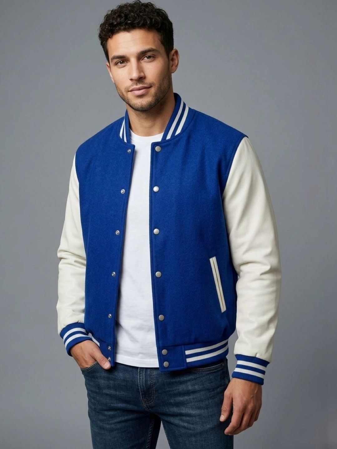 Besick Men Colourblocked Varsity Jacket
