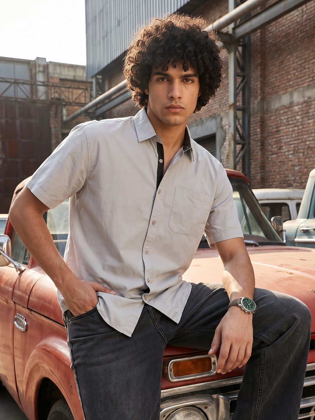 The Roadster Life Co. Spread Collar Pure Cotton Casual Shirt