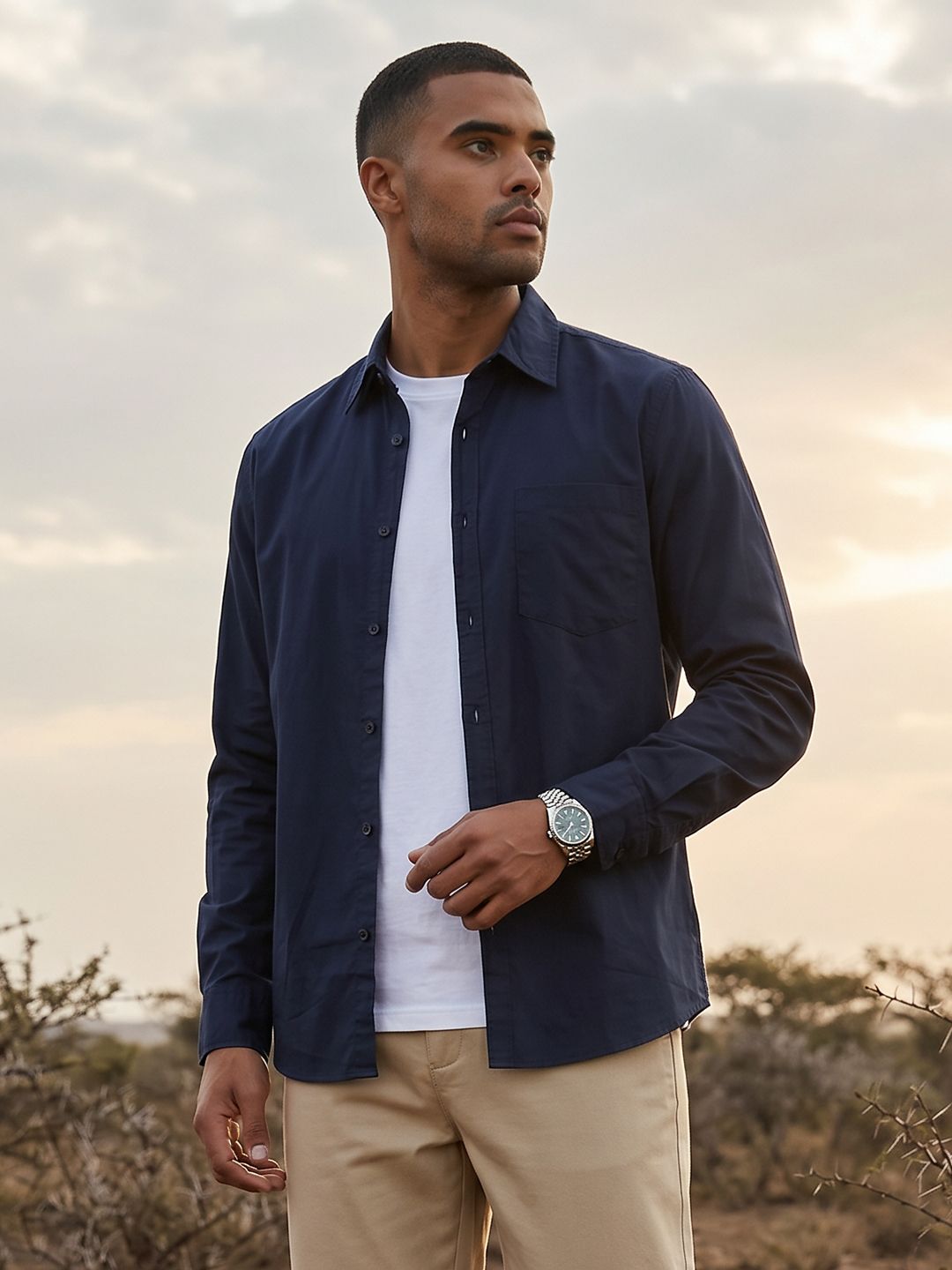 The Roadster Life Co. Spread Collar Pure Cotton Casual Shirt