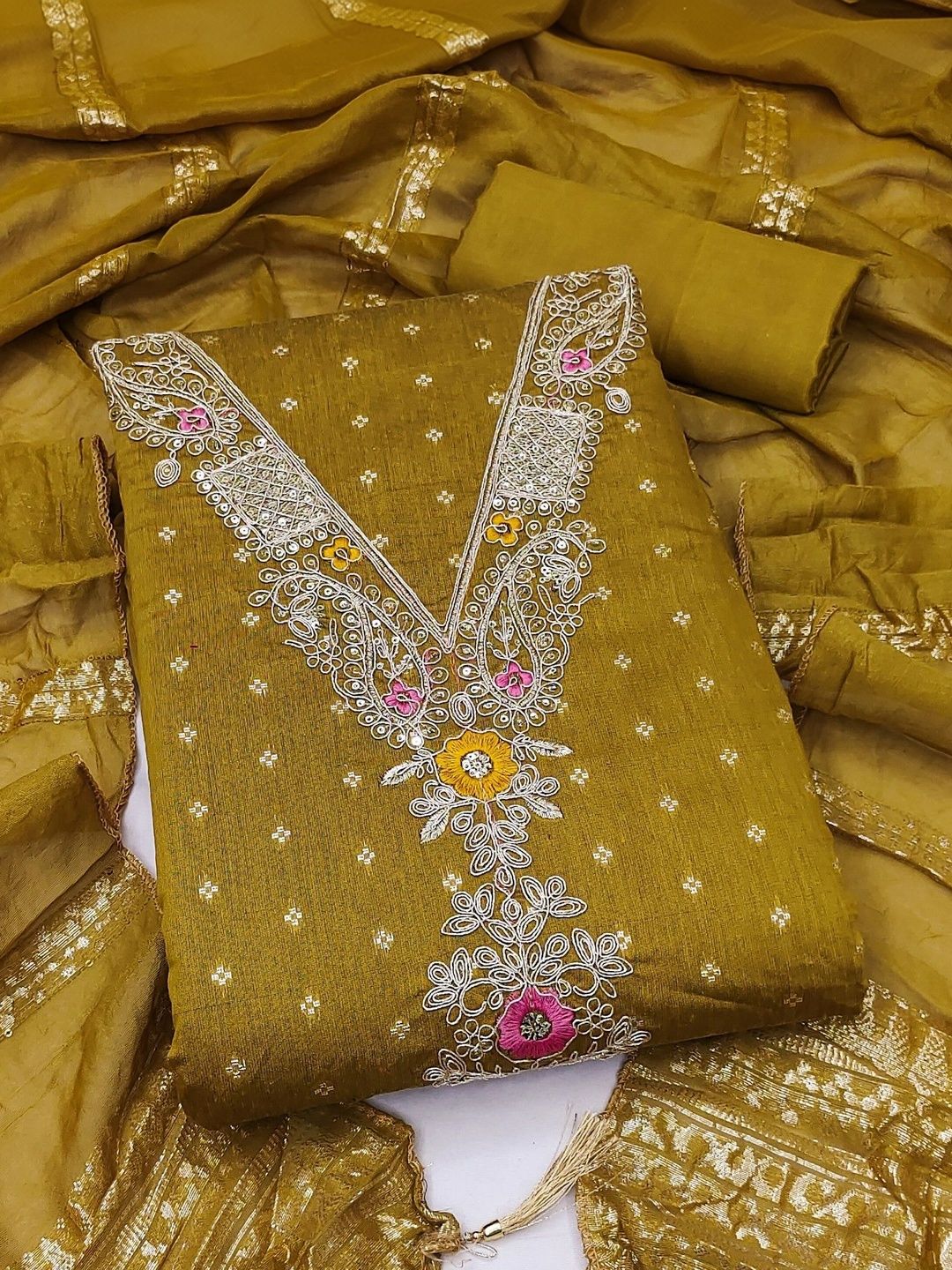 Dhaaga Ghar Embroidered Unstitched Dress Material