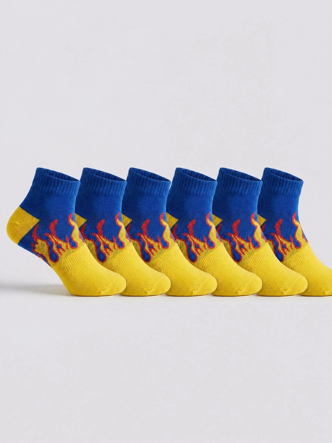 Moda Rapido Men Pack of 6 Cotton Blend Patterned Ankle Length Socks