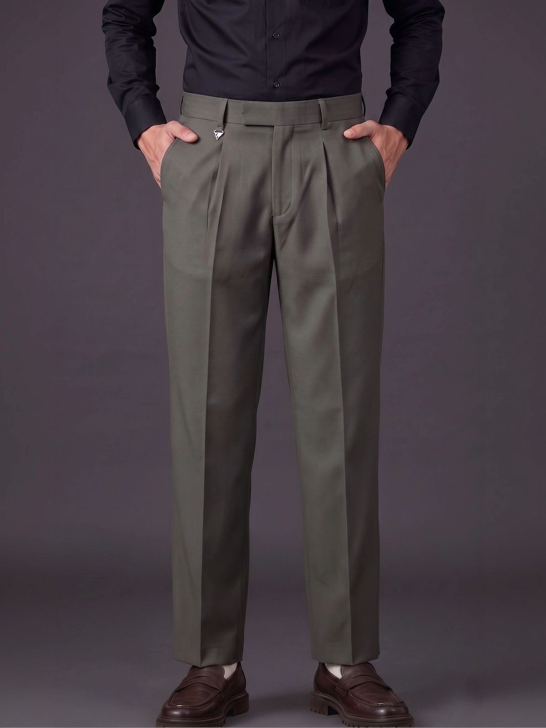 AXNIS Men Smart Straight Fit Trousers