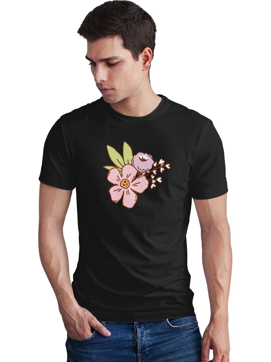 Seekbuylove Men Floral Printed Bio Finish T-shirt