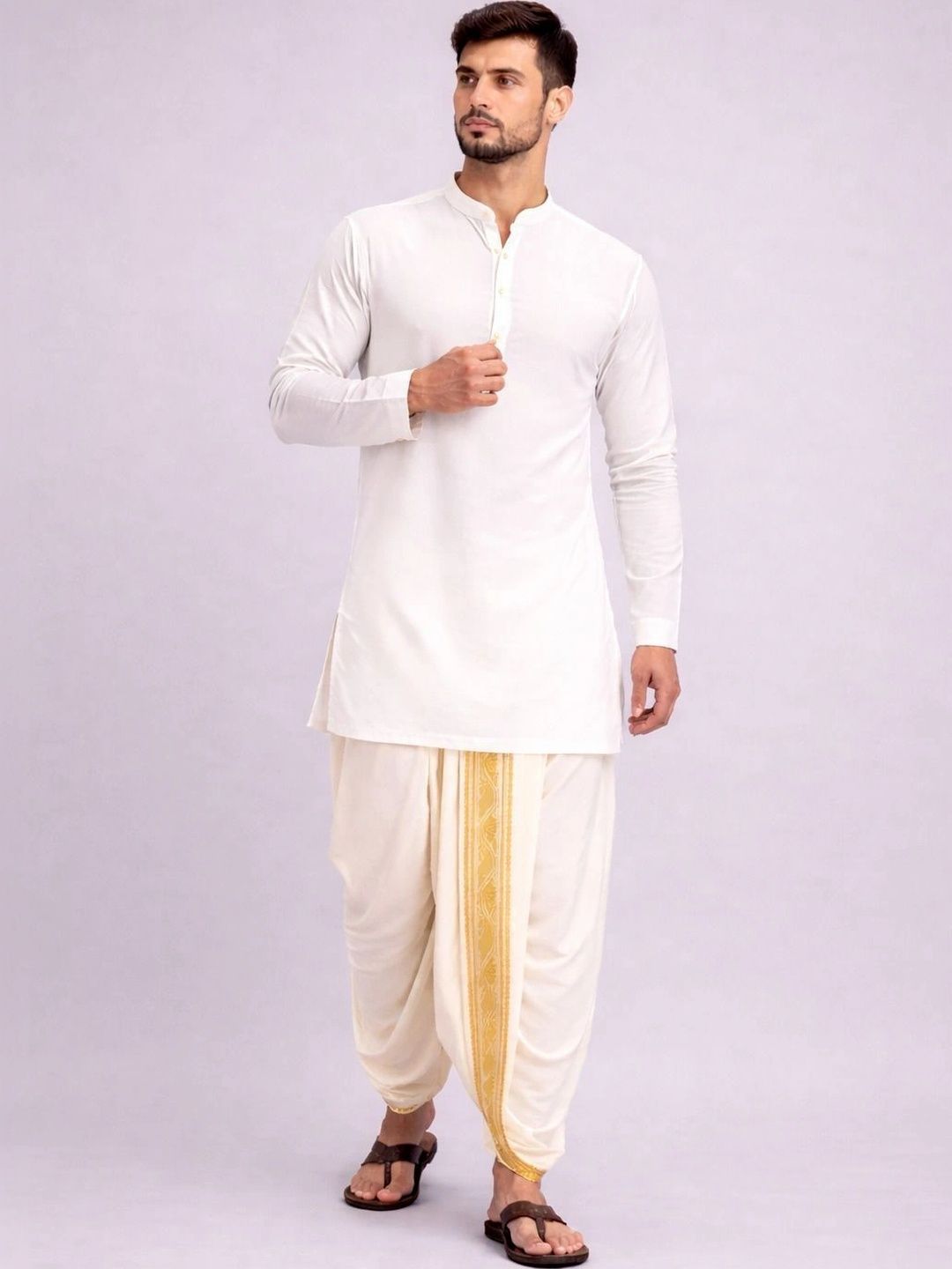 AKESHAVAM Men Embroidered Dhoti Dhotis