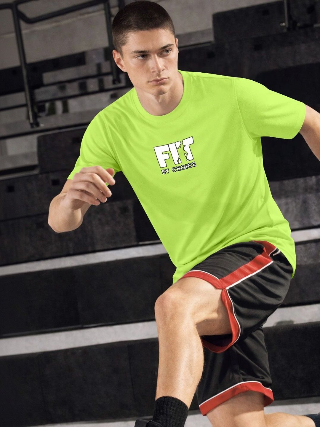 ENRIZZ X FITNESS EXCHANGE Men Typography Printed Dri-FIT T-shirt