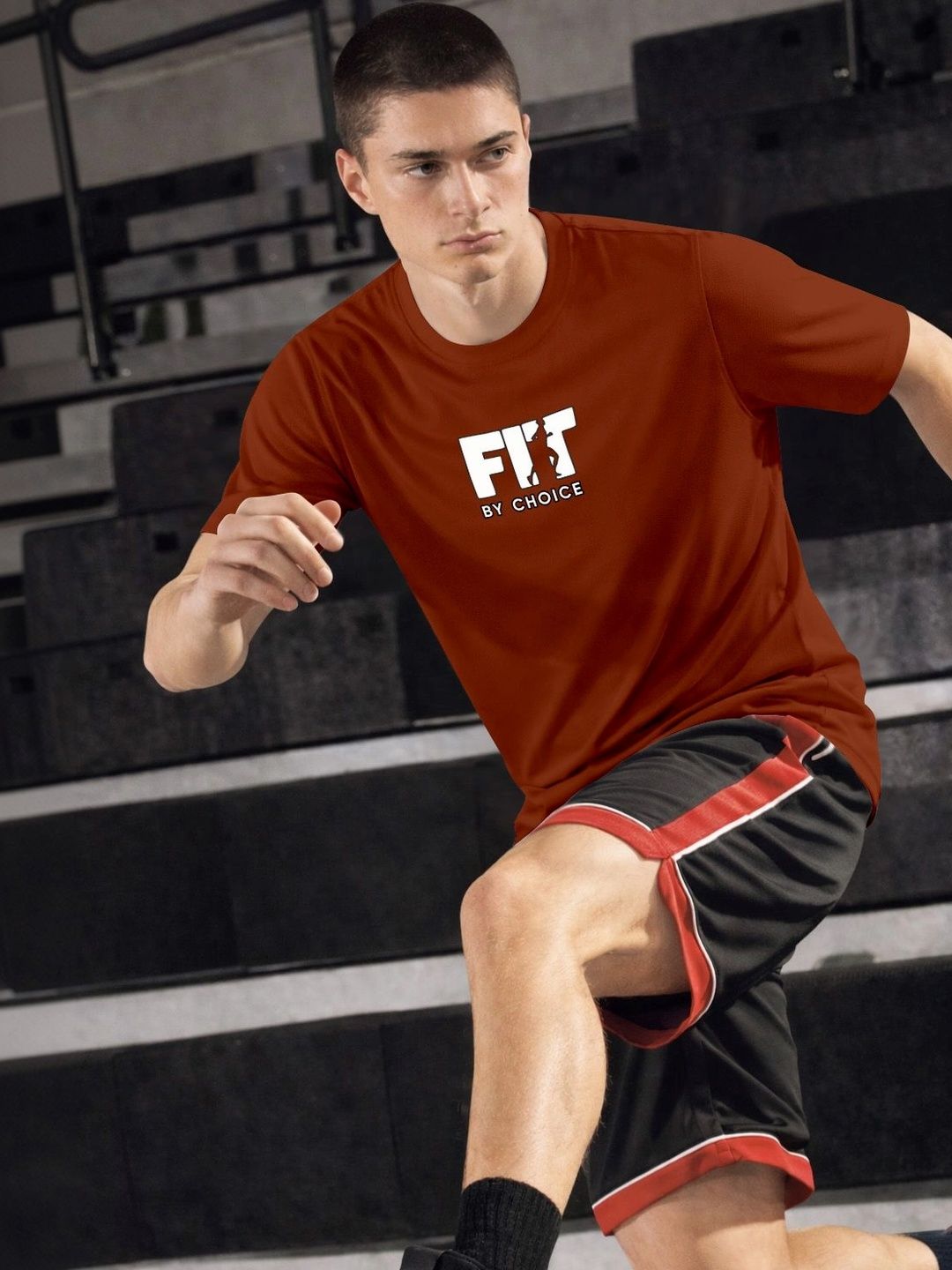 ENRIZZ X FITNESS EXCHANGE Men Typography Printed Dri-FIT T-shirt