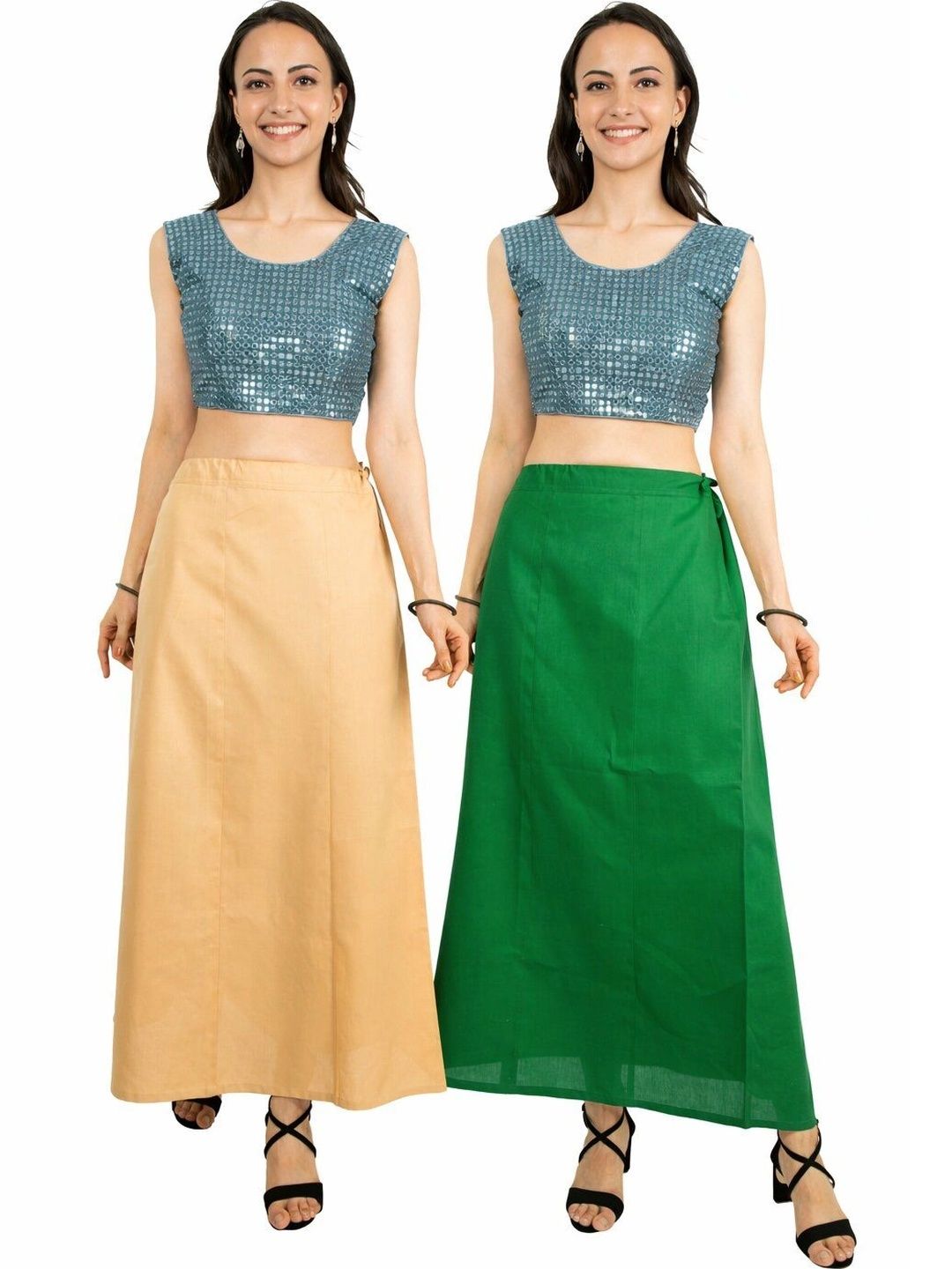 Preeti Creations Pack of 2 Pure Cotton Saree Shapewear