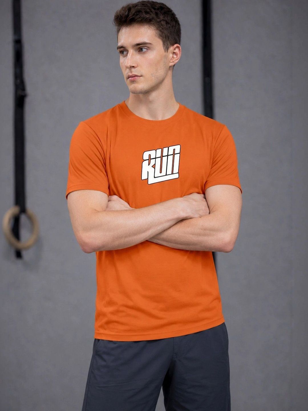 ENRIZZ X FITNESS EXCHANGE Men Typography Printed Dri-FIT T-shirt