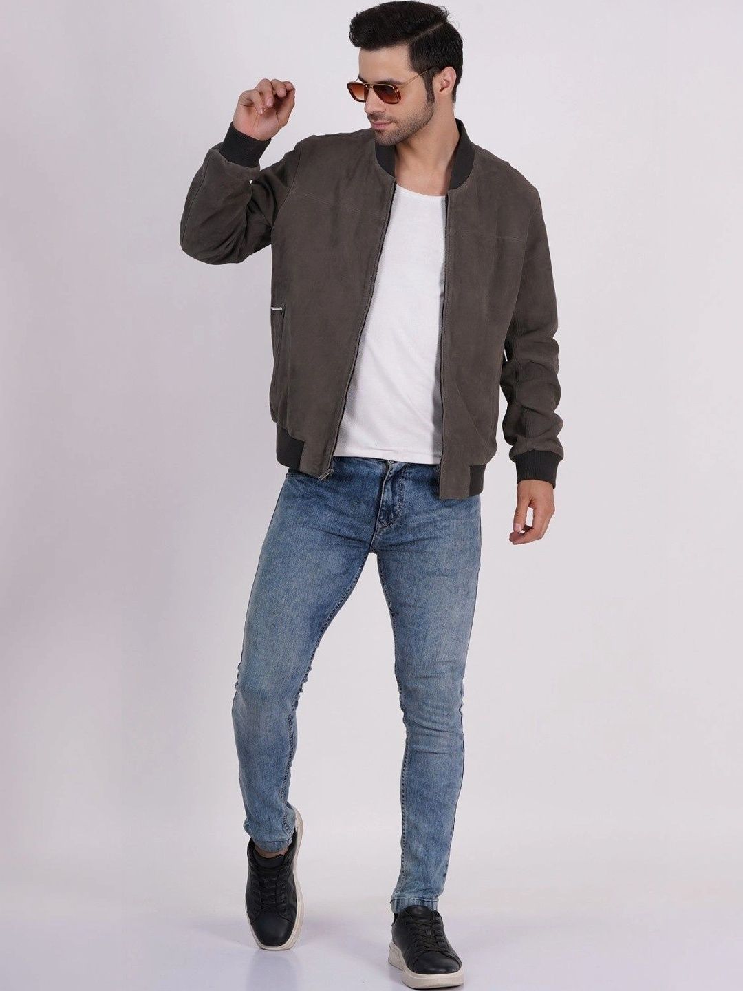 Wonxon international Men Leather Bomber Jacket