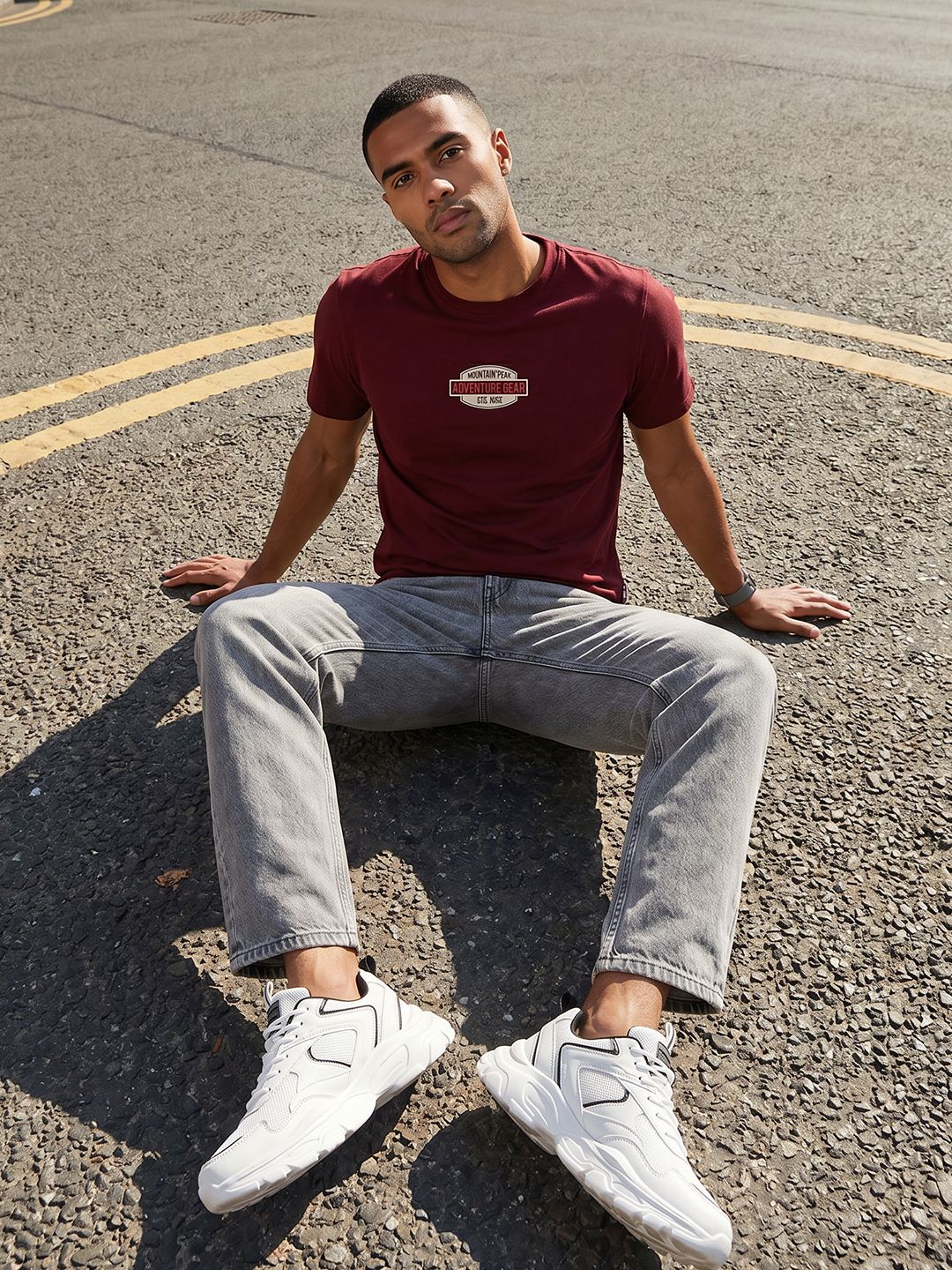 The Roadster Life Co. Printed Pure Cotton T-shirt