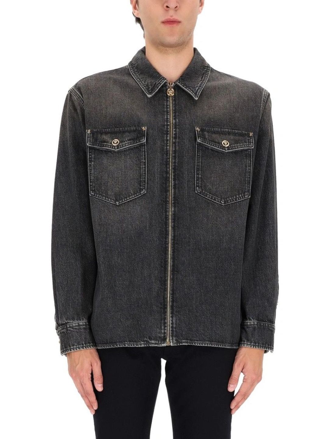 Versace Black Shirt Collar Jacket