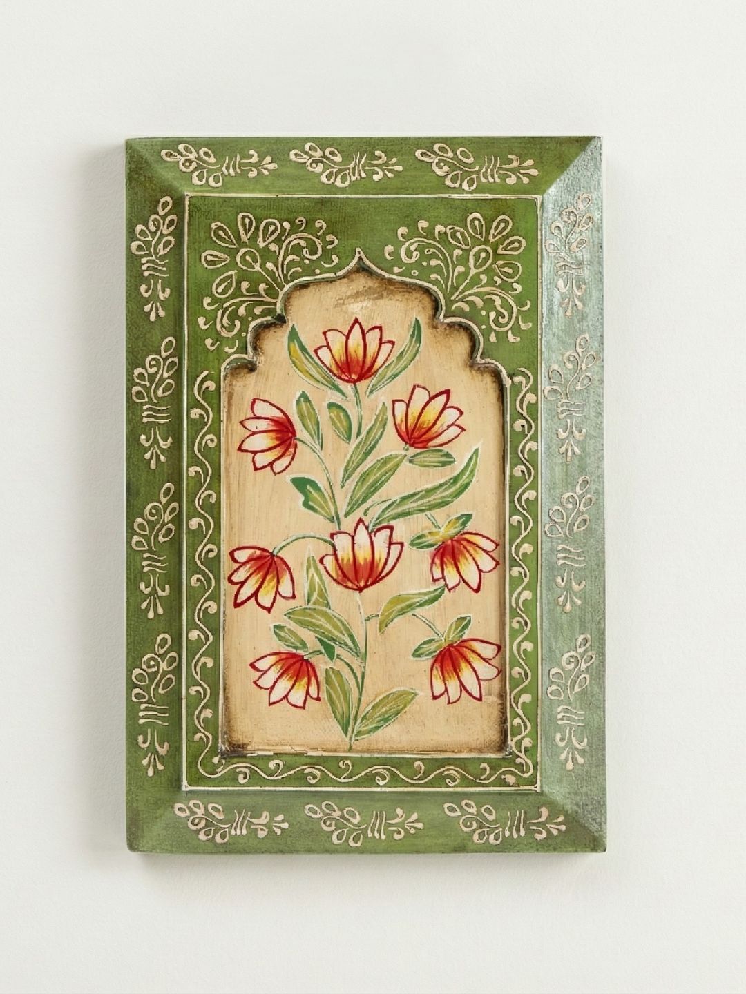 Atrangi Studio Atrangi Studio Green Floral Handpainted Wooden Wall Frames (12 X 8 In, Set of 1)