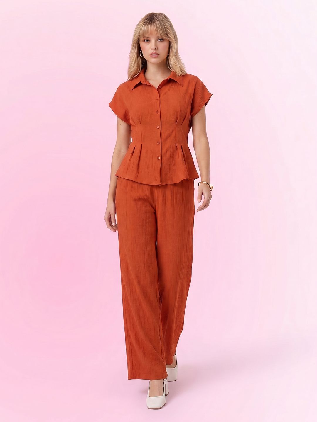 DressBerry Pleated Shirt with Trousers Co-Ords