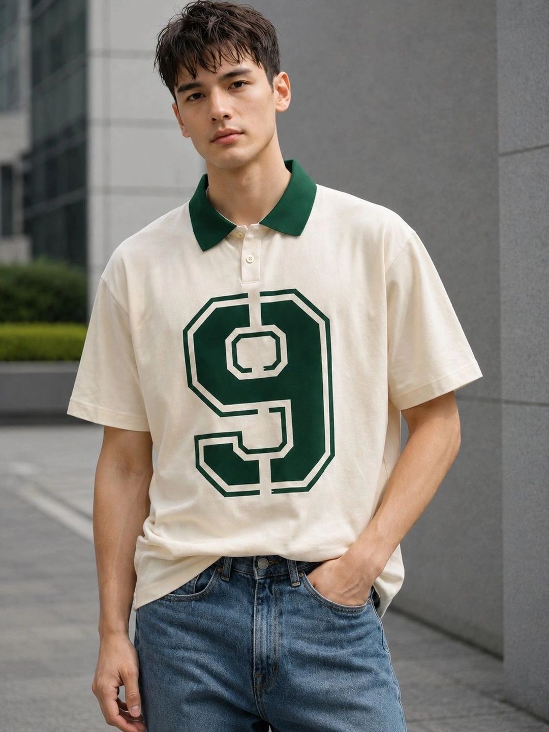 HERE&NOW HERE&NOW Men Printed Polo Collar T-shirt