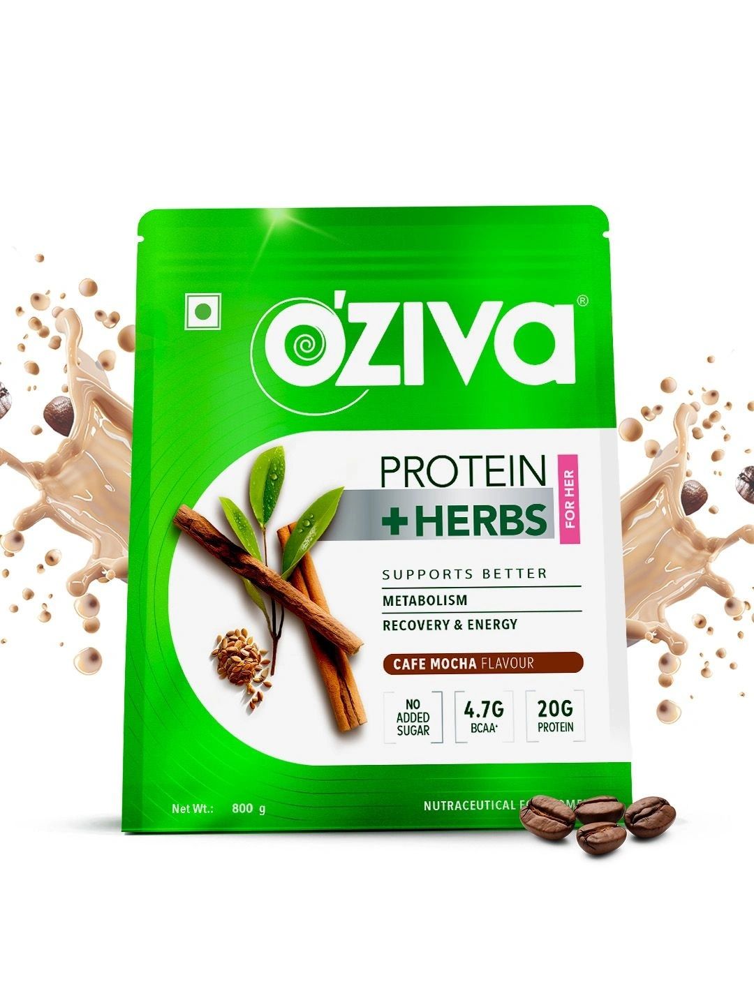 OZiva OZiva Protein & Herbs for Weight Management  - Cafe Mocha (907 g)