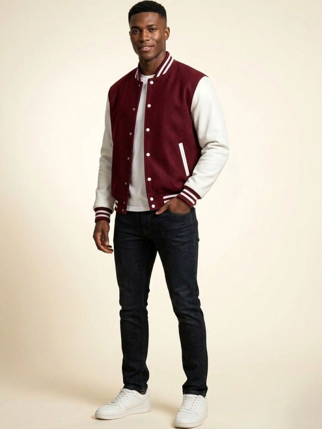 Besick Men Colourblocked Varsity Jacket