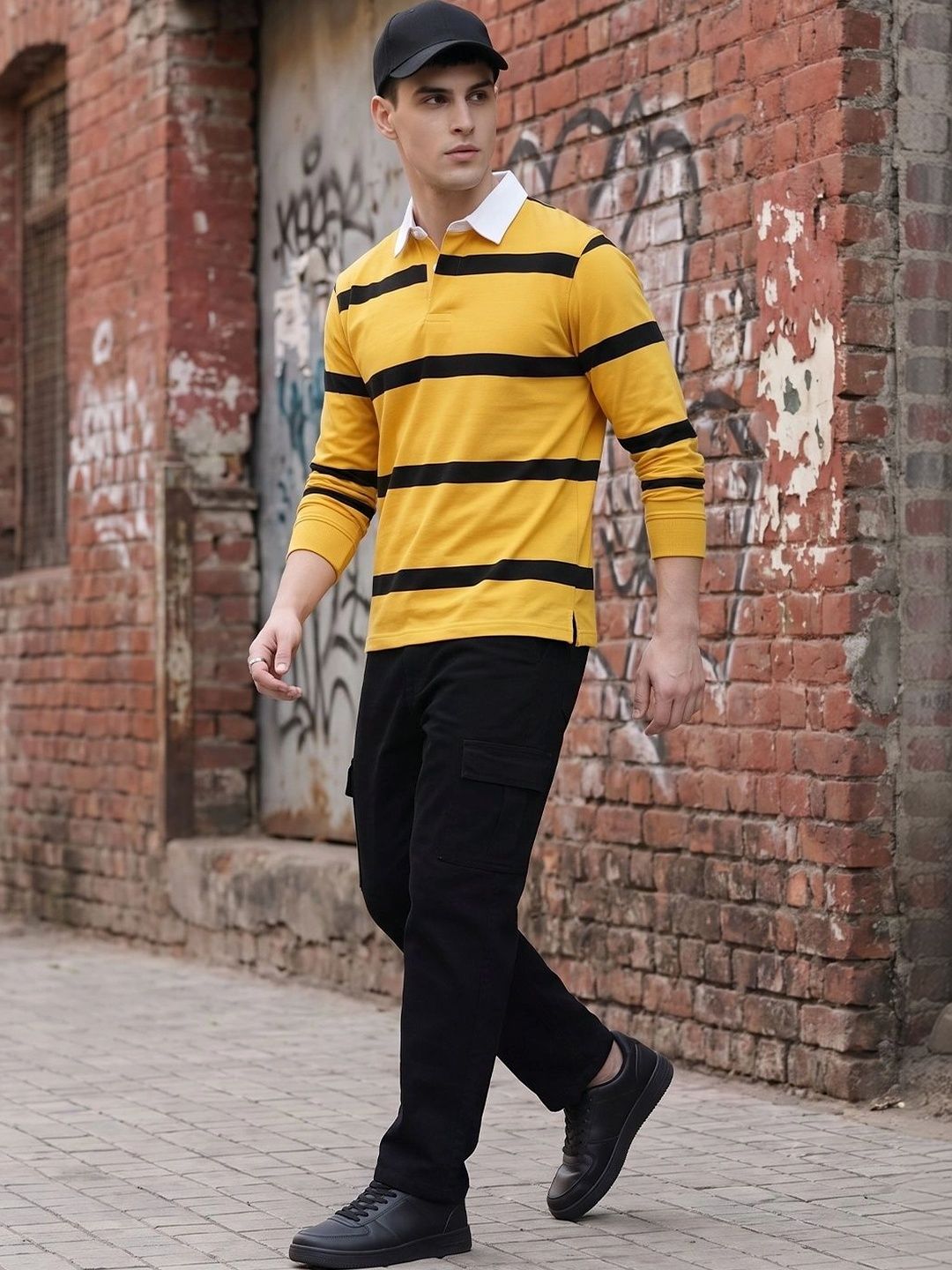 Roadster Men Striped Polo Collar T-Shirt