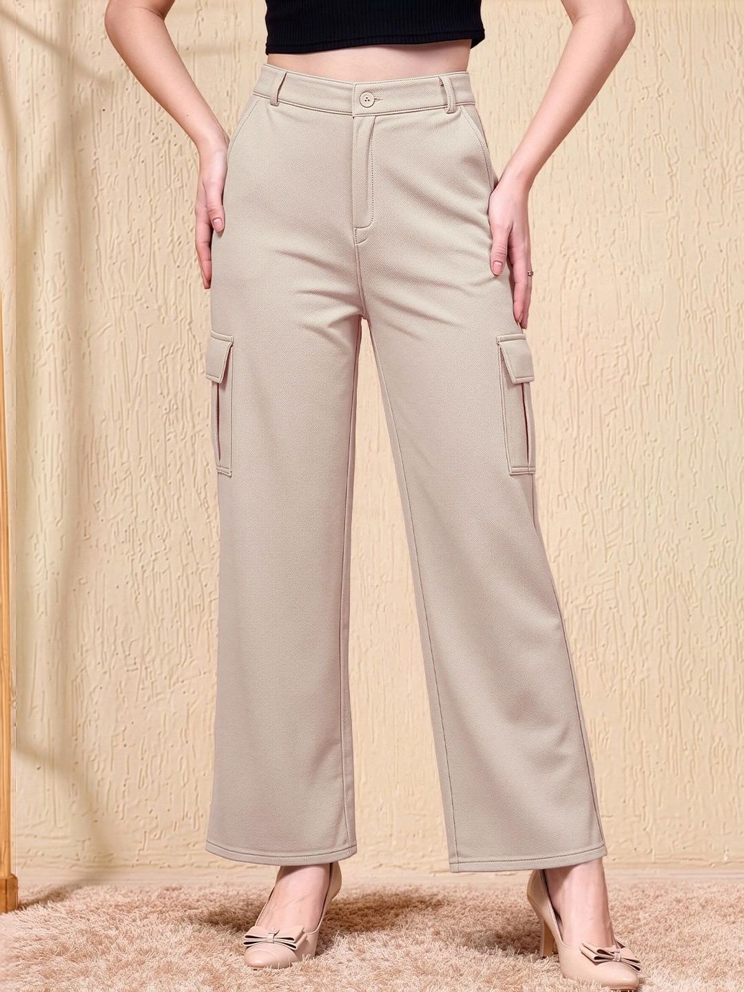 Maheshvi Women Straight Fit High-Rise Trousers