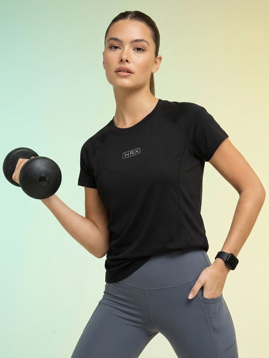 HRX by Hrithik Roshan HRX by Hrithik Roshan Brand Logo Printed Rapid Dry Training T-shirt