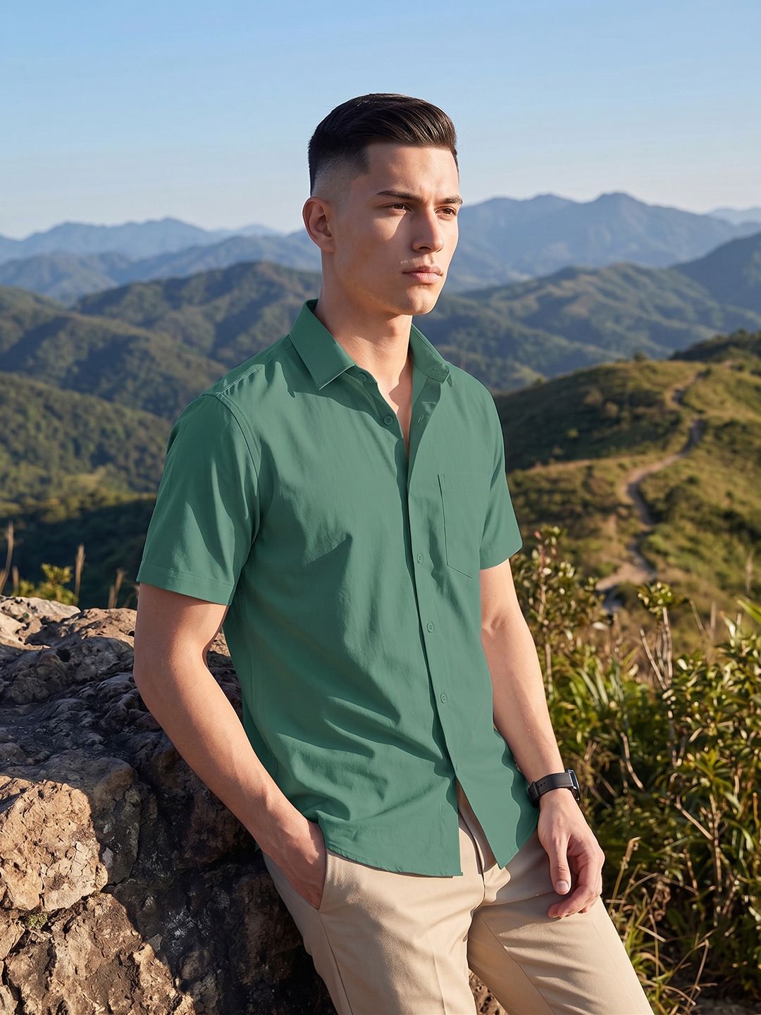 Roadster The Roadster Lifestyle Co Pure Cotton Spread Collar Shirt