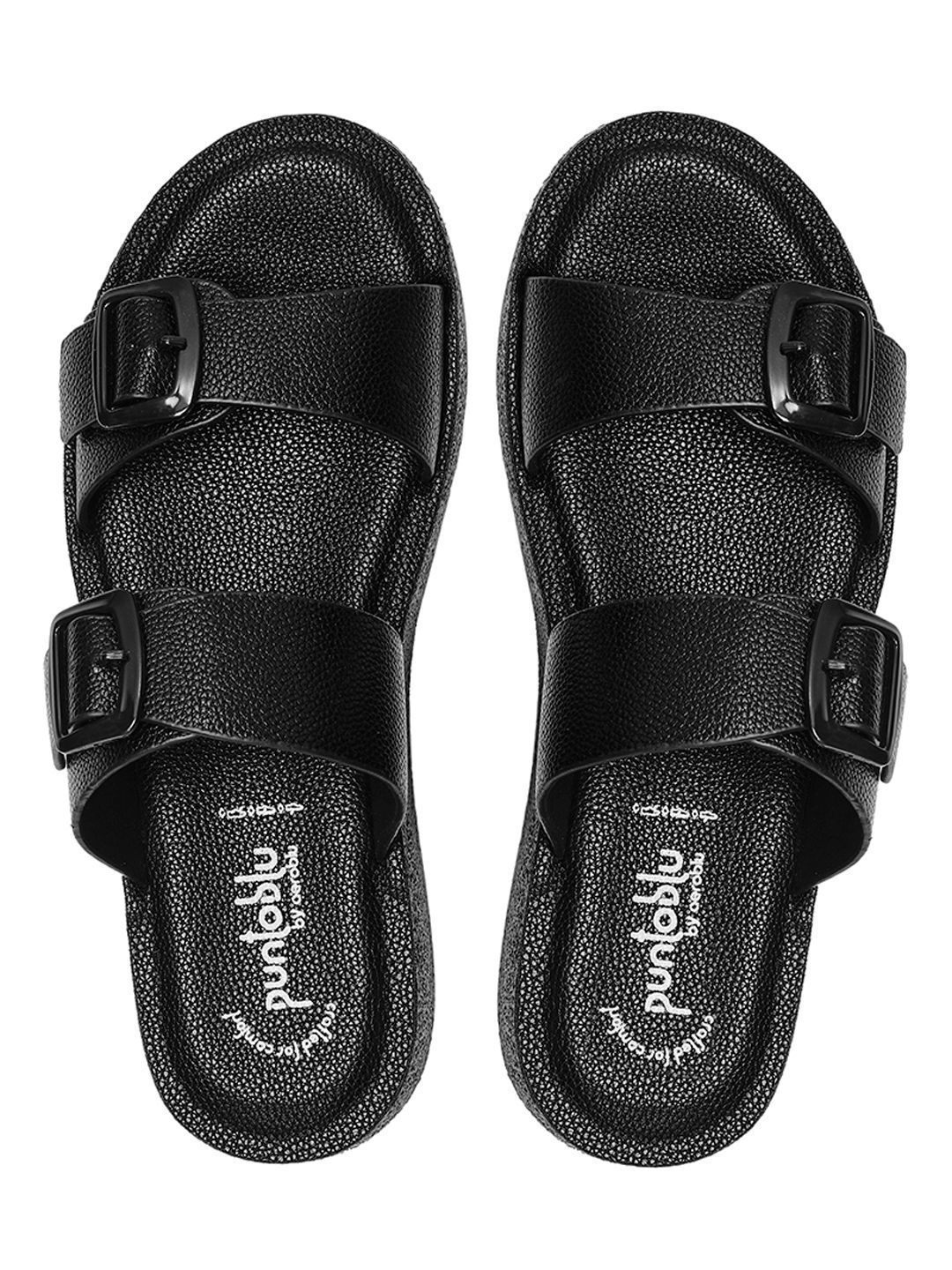 Puntoblu Puntoblu Women Textured Open Toe Flats with Buckles