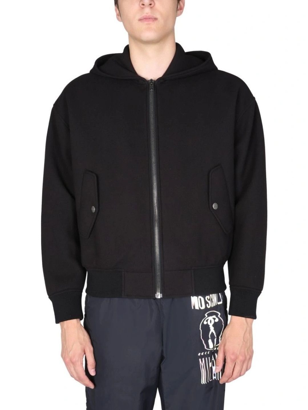 MOSCHINO Black Solid Hood Jacket