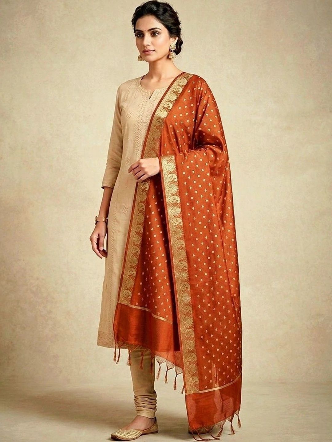 The SDF India Ethnic Motifs Woven Design Dupatta with Zari