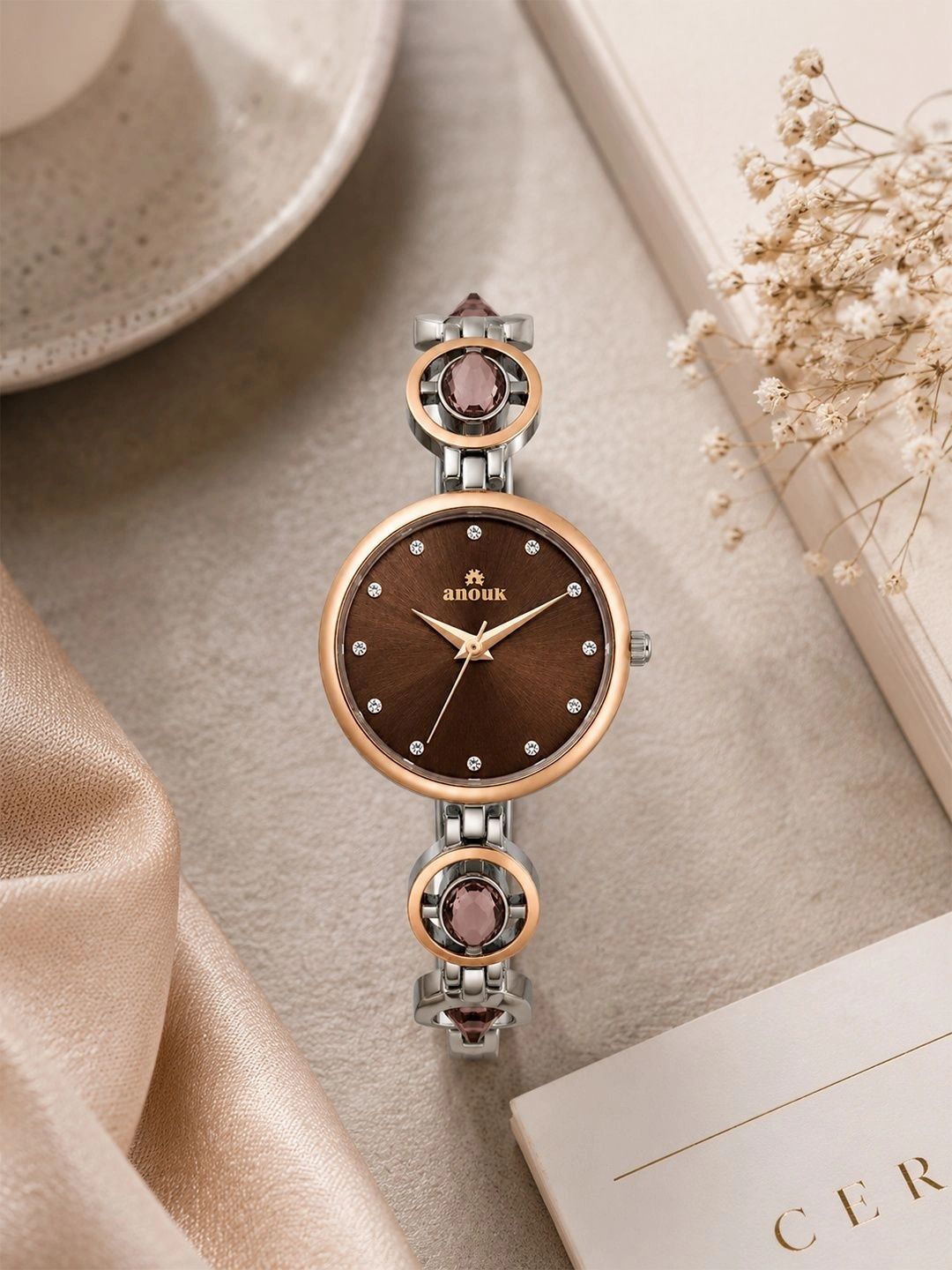 Anouk Anouk Women Dial & Stainless Steel Bracelet Style Straps Analogue Watch AN105-SSRGCASE-BRNDIAL-SSRGSTP