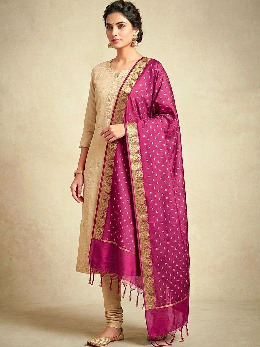 The SDF India Ethnic Motifs Woven Design Dupatta with Zari