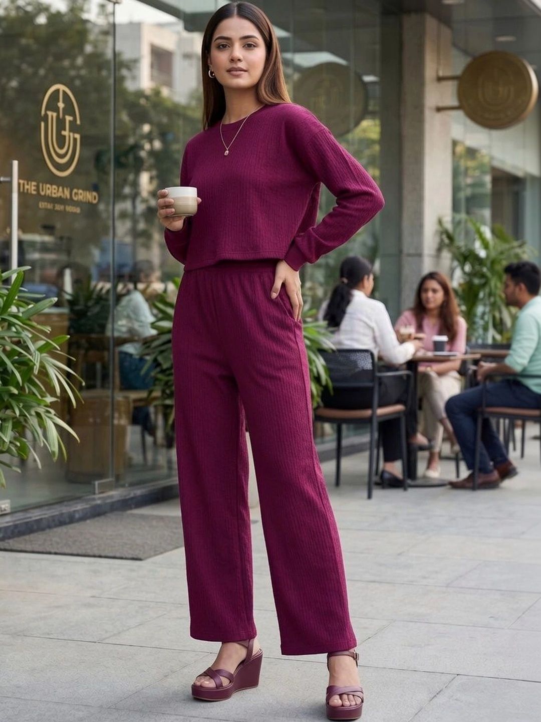 Merira Self Design Top with Trousers