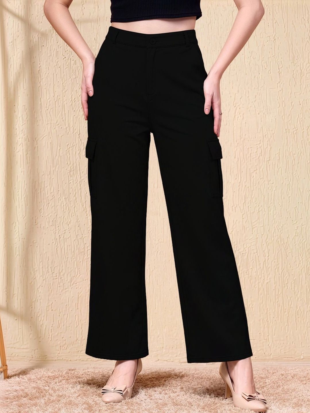 Maheshvi Women Straight Fit High-Rise Trousers