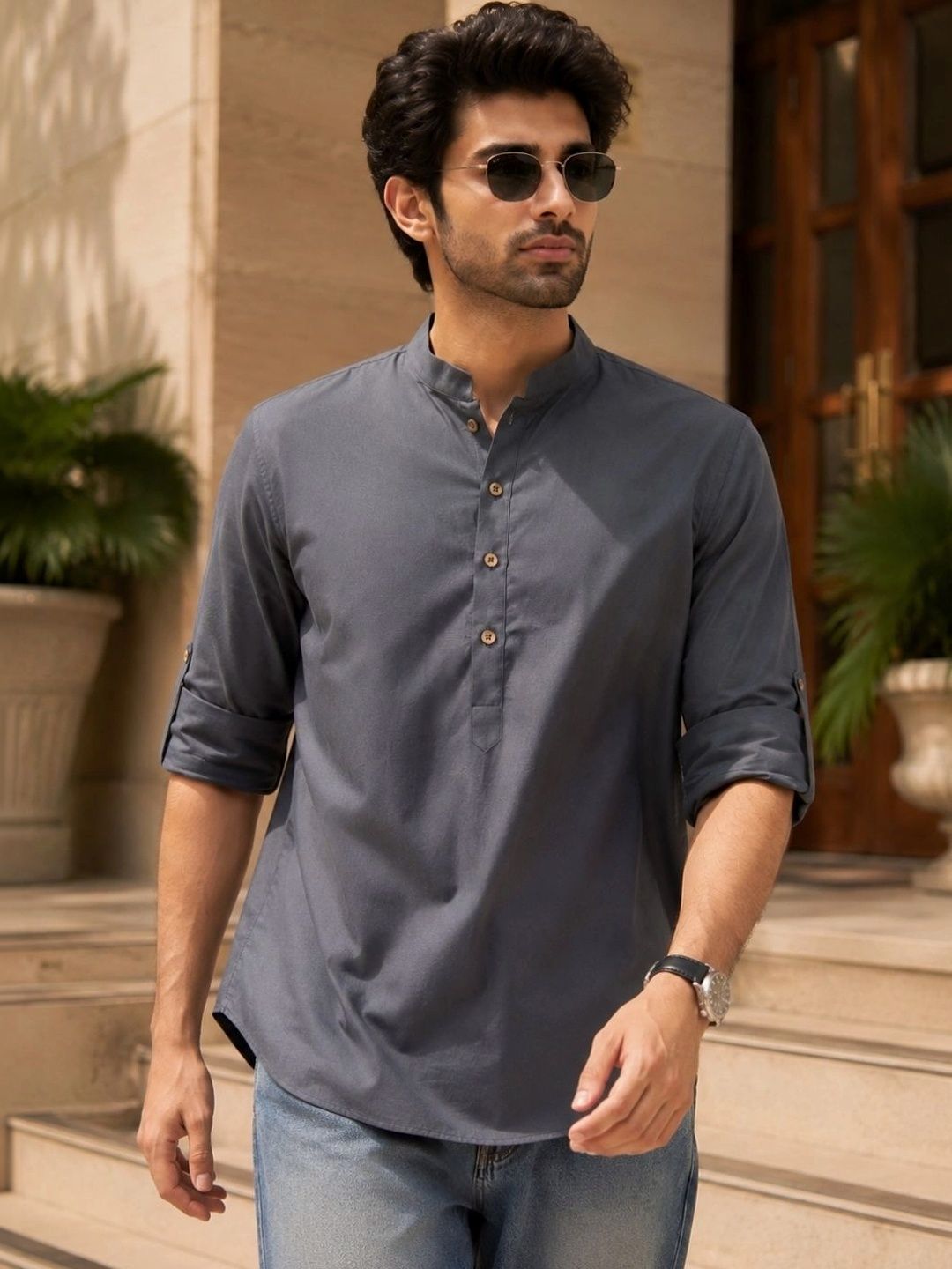 See Designs Men Roll-Up Sleeves Kurta